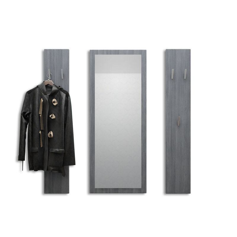 McCowan 3 pcs. Wardrobe set with mirror, Avola Anthracite