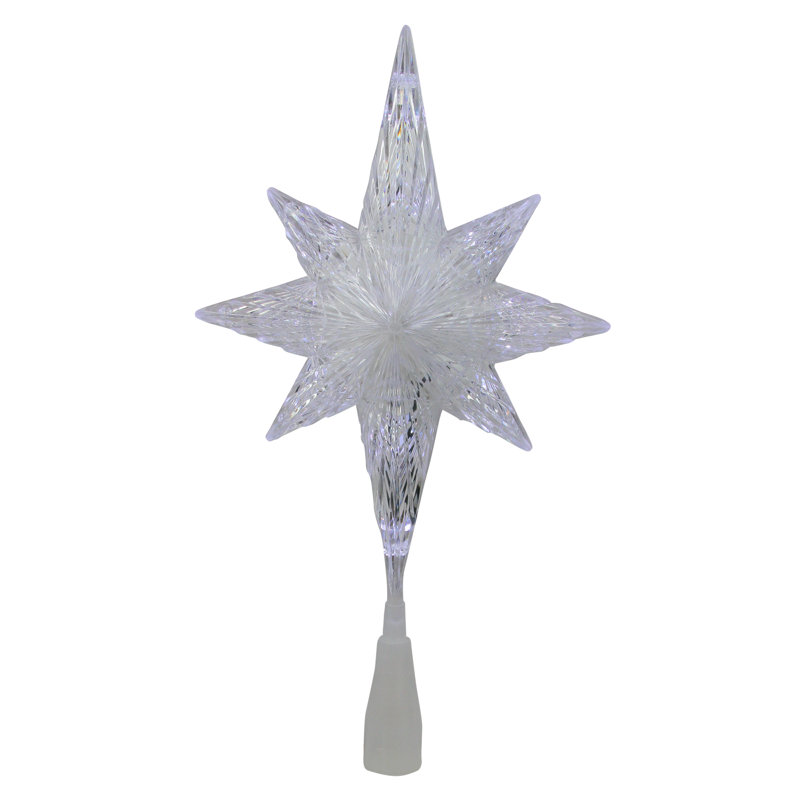 Décoration pour sommet de sapin en forme d'étoile 11 "en cristal clair à DEL clair Bethlehem - transparent