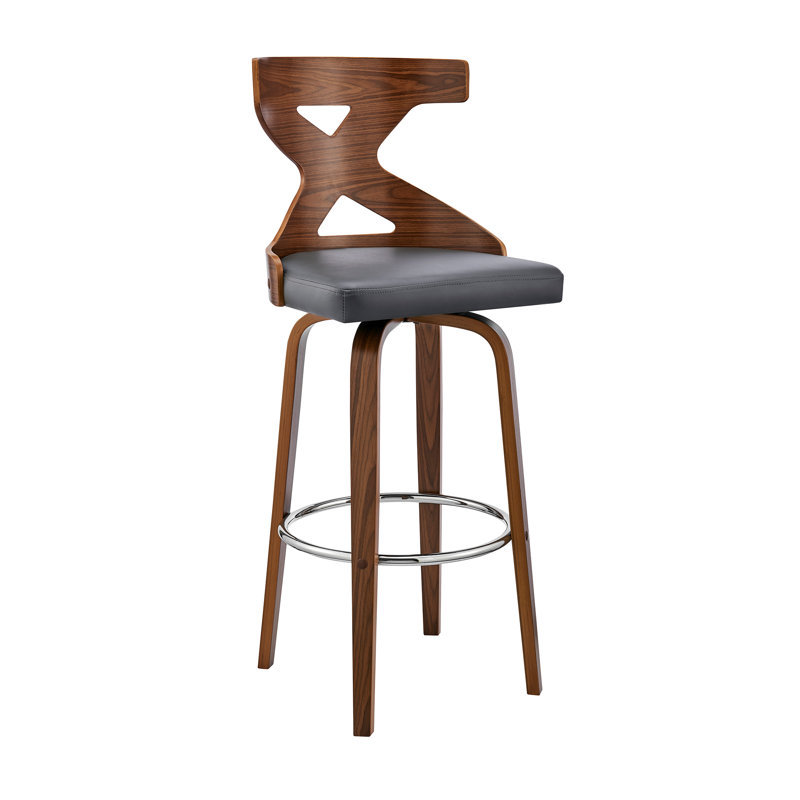 Tabouret de bar ou de comptoir pivotant Aljawhara, Noir mat, gris, Tabouret de bar (siège d'une hauteur de 30 po)