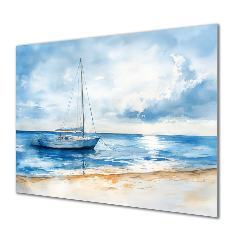 Calme Ancrage - Décoration murale en métal en forme de voilier, H 34 po x l 44 po