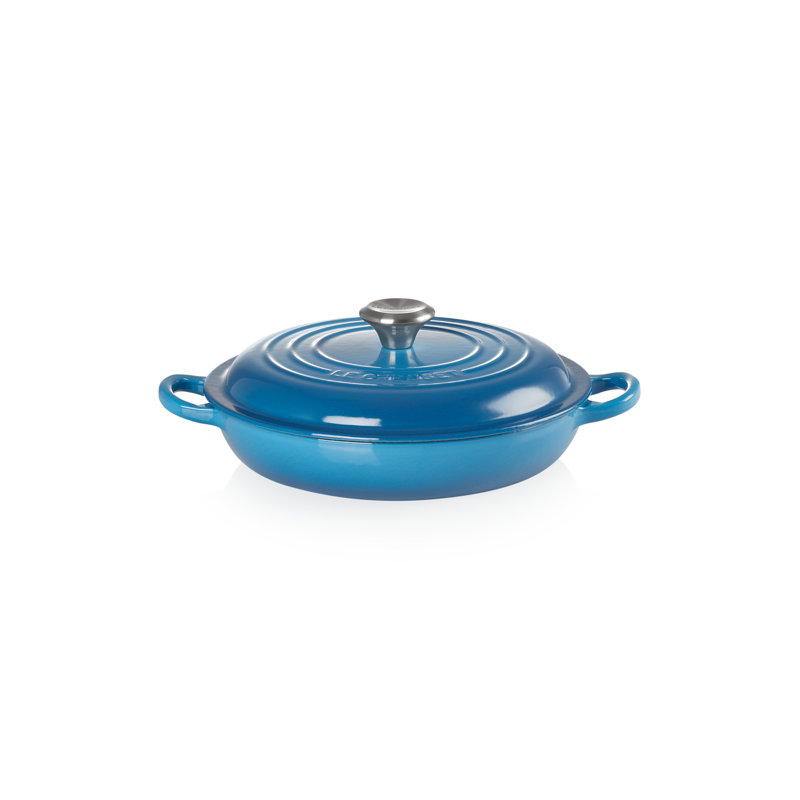 Marseille Blue Enameled Cast Iron Braiser with Lid, 2.25 qt