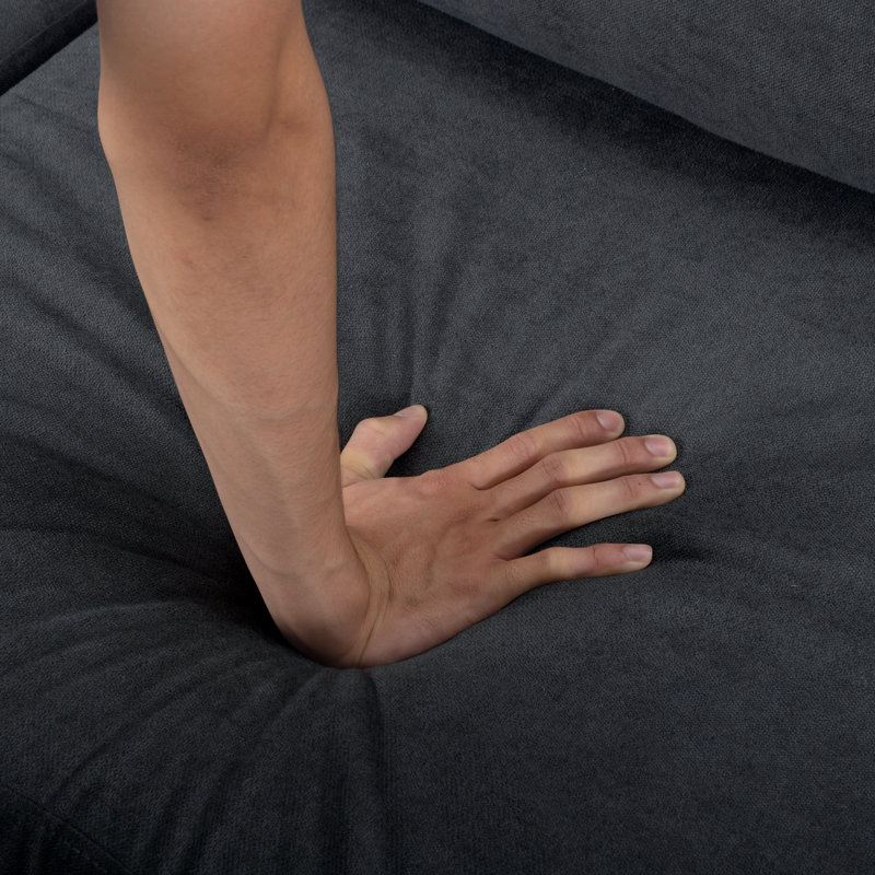 Canapé modulaire réversible avec repose-pieds Landover, Mélange de polyester gris foncé