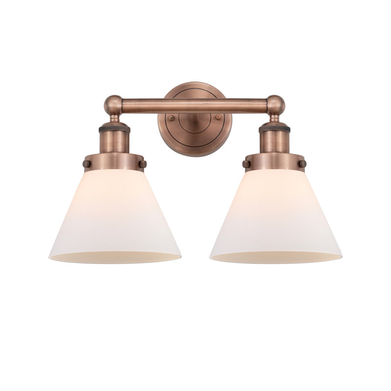 2 - Light Dimmable Vanity Light, Matte White, Antique Copper