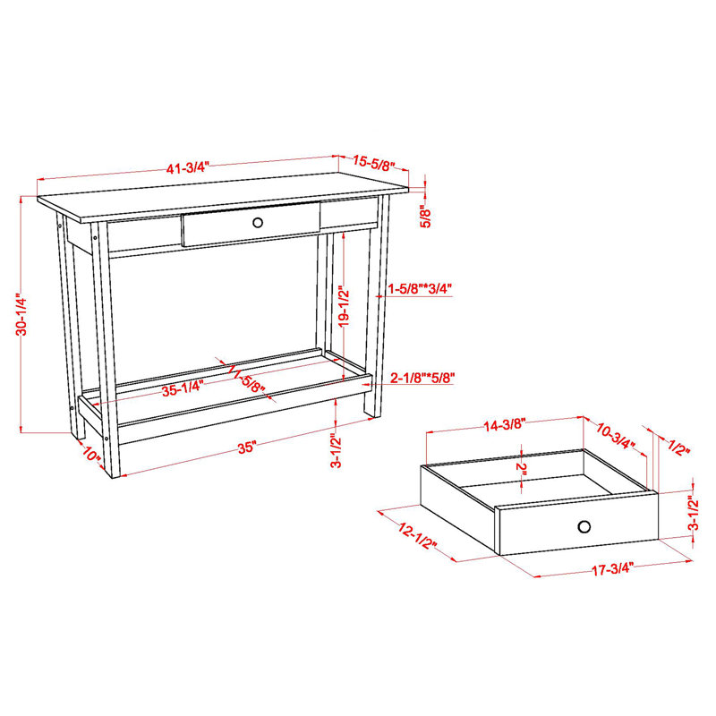 Arnardo 41.75" Console Table, Black, Black