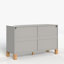 Commode double avec poignées en métal et pieds en bois massif-129230526