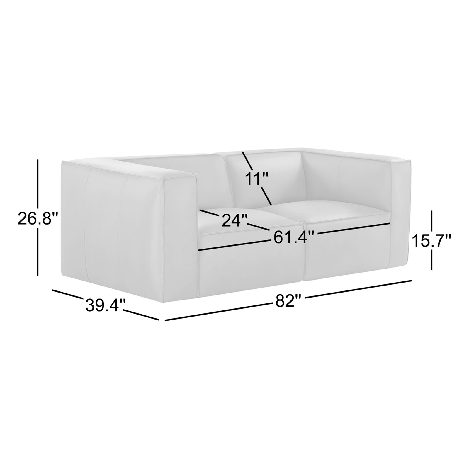 Jaye 2-Piece 81.9'' Genuine Leather Modular Sofa