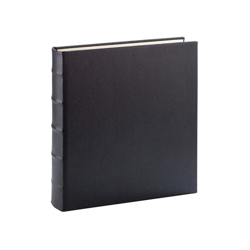 Large 3-Ring Clear Pocket Leather Photo Album, Black
