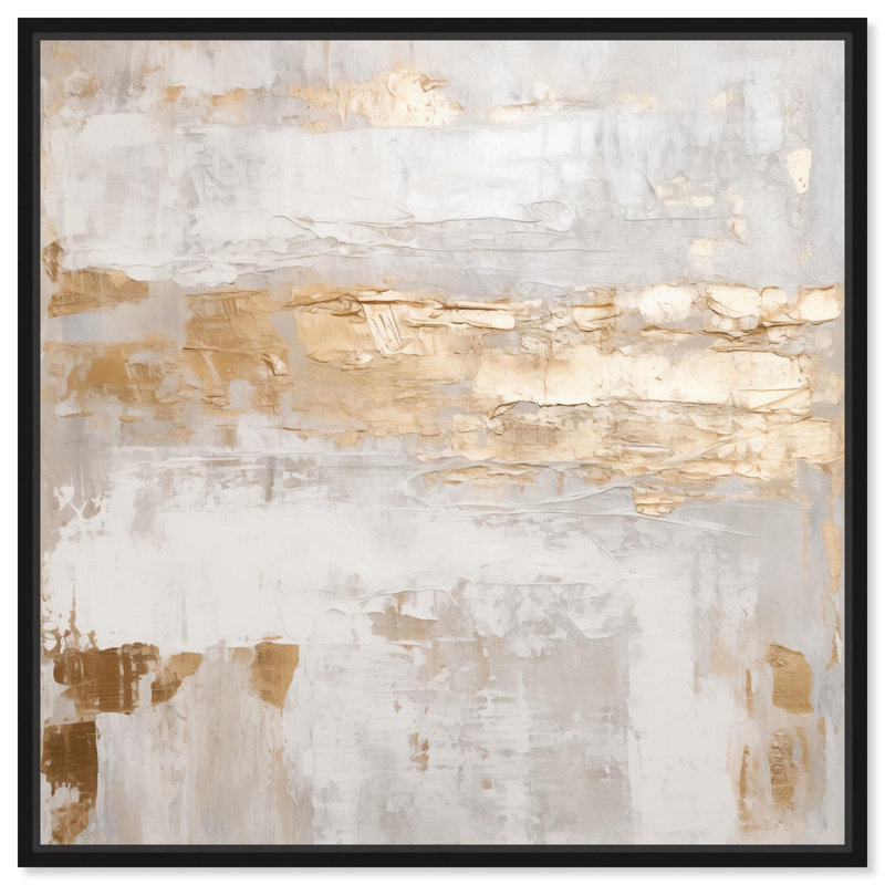 «Melted Gold Scape IV» par Art Remedy, H 17 po x l 17 po, Noir, Cadre flottant