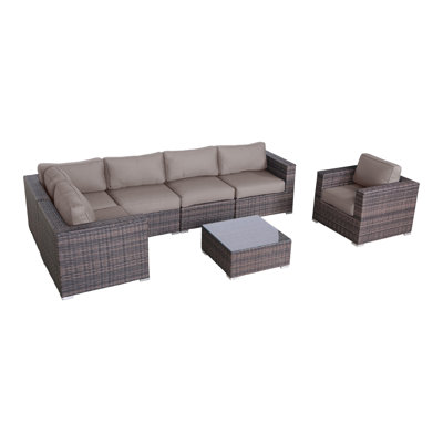 Clem Wicker Fully Assembled 5 - Person Seating Group with Sunbrella Cushions
