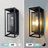 Outdoor Wall Sconce Rectangular Metal Frame And Ribbed Tempered Glass Shade Waterproof