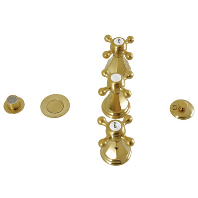Kingston Brass Metropolitan Three-Handle Vertical Spray Bidet Faucet with Brass Pop-Up