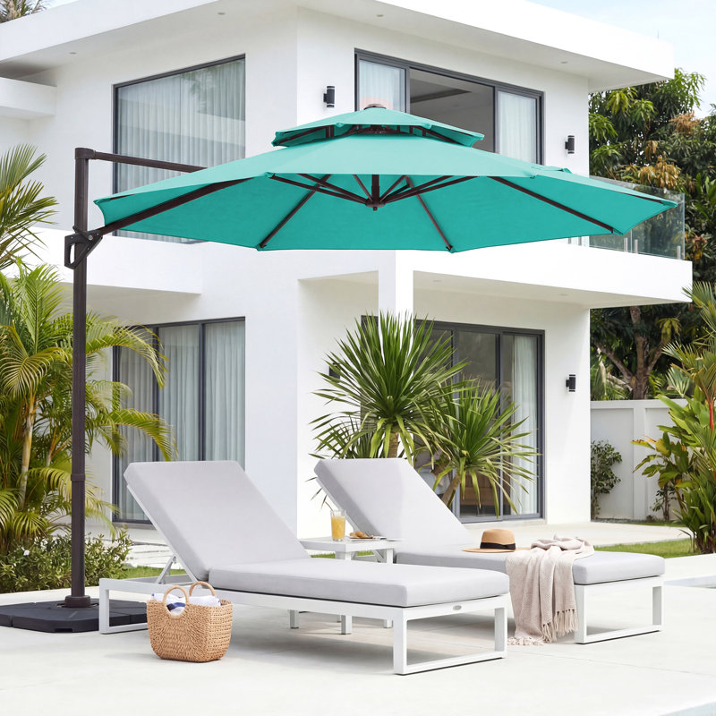 Parasol en porte-à-faux Pulk, Bleu paon, L 120 po x P 120 po