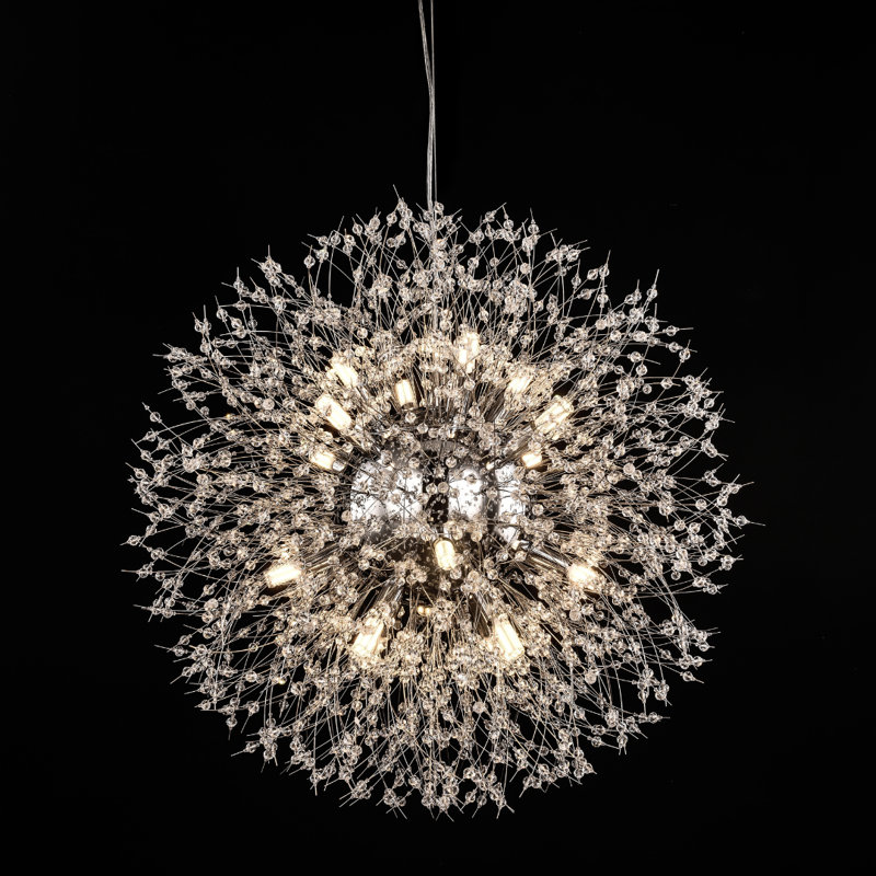 Perrion 16 - Light Dimmable Globe Chandelier, Chrome, 60" H x 24" W x 24" D