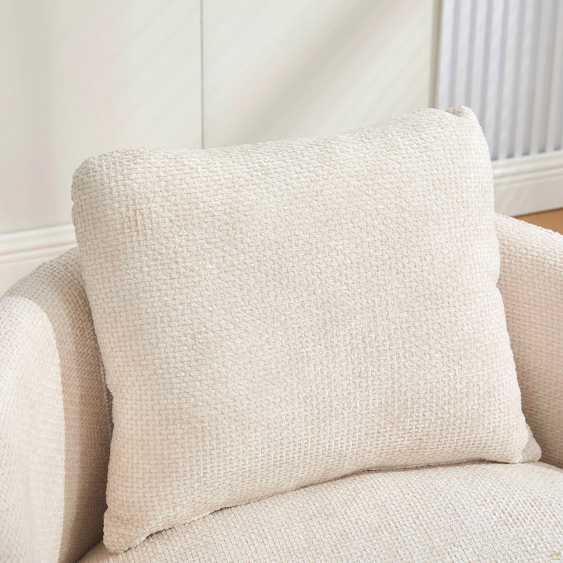 Fauteuil d'appoint rond 30 po pivotant sur 360 ° 30 po, chenille revêtue de coussin, beige