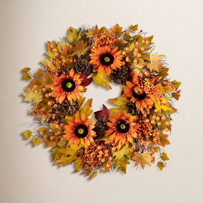 24'' Faux Sunflower Wreath