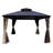 Kozyard Caesar Gray Double Roof Hardtop Gazebo with Privacy Curtain and Mosquito Netting-112230734-112230761-90576956