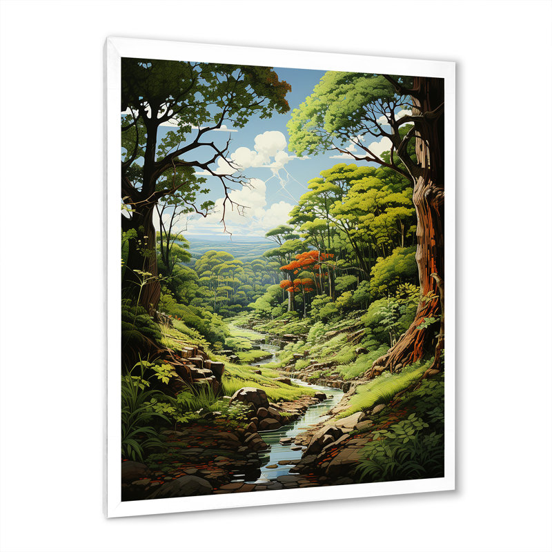 Toile représentant des arbres, forêt III - impressions sur toile, H 44 po x l 34 po x P 1,5 po, Cadre photo blanc