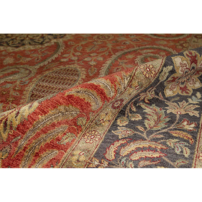 Tapis rouille et noir noué à la main de haute qualité