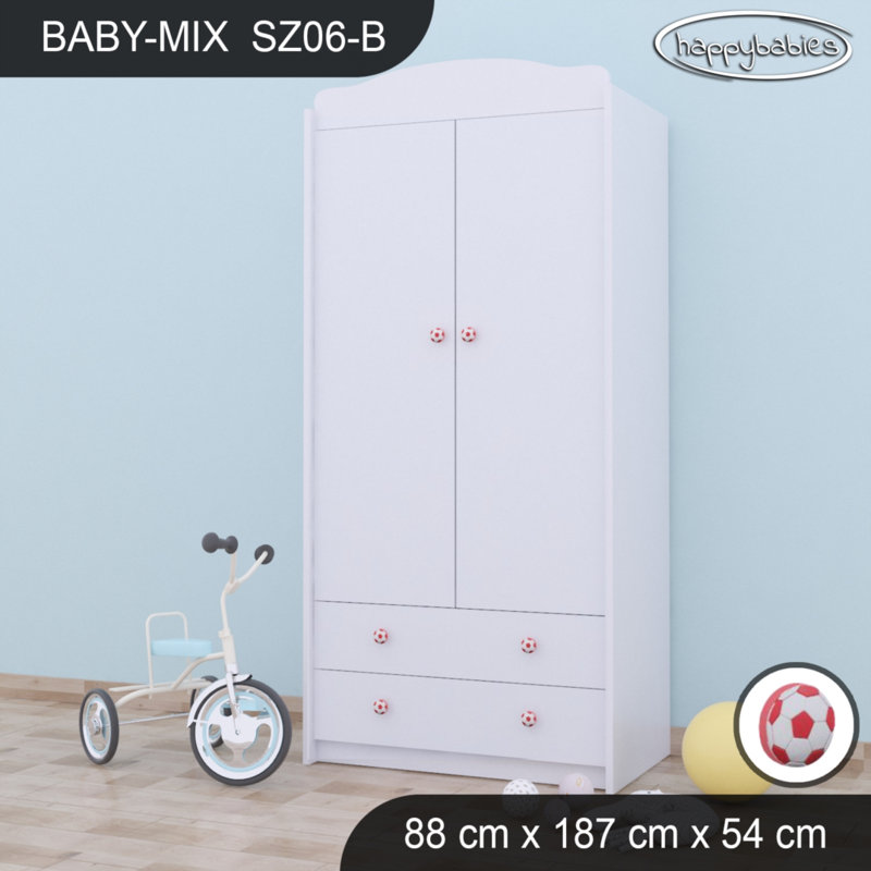 Baby 2 Door Wardrobe, White/Red