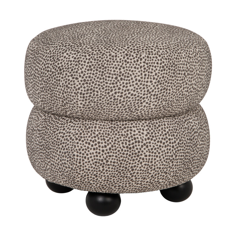 Upholstered Ottoman with Black Ball Feet