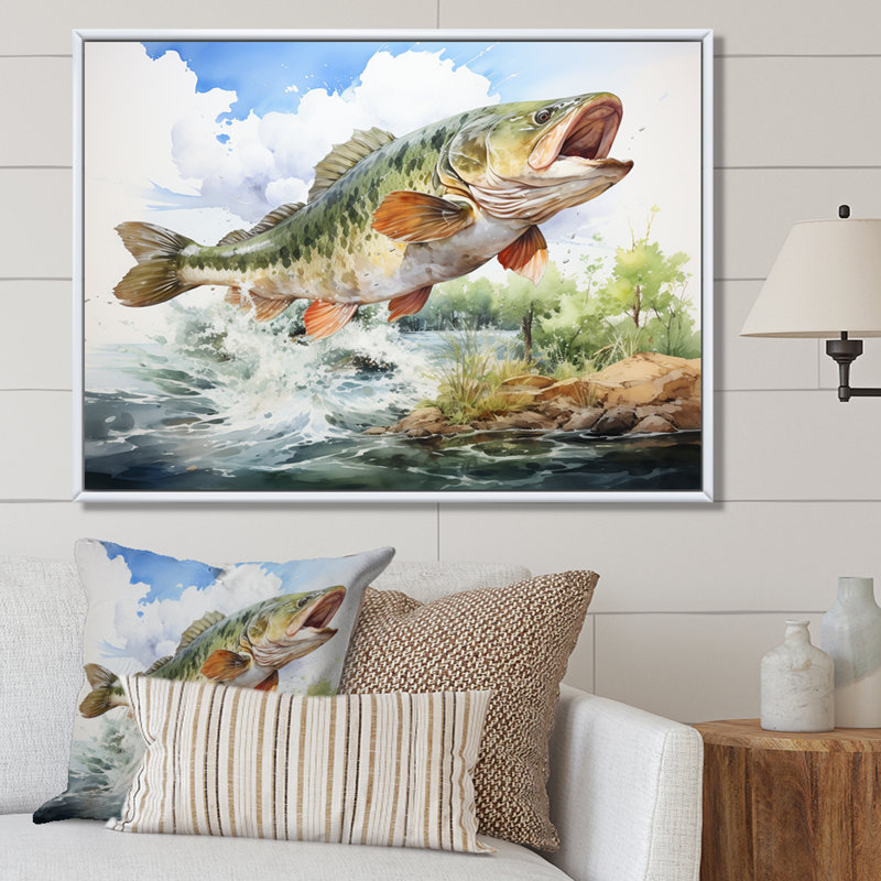 «Fishing Dreams II» - reproduction, Cadre flottant blanc, 34" H x 44" W