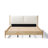 Seabrook Japandi Solid Wood & Fabric Upholstered Platform Bed With Soft Foam-Padded Headboard-116580904