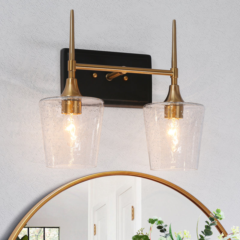 Éclairage pour meuble-lavabo à 2 lumières à intensité variable en laiton / noir Tevye
