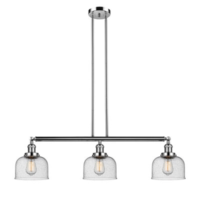 Luminaire suspendu pour îlot de cuisine 3 lumières avec abat-jour en verre Jebediah 