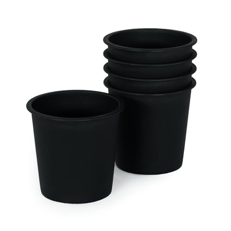 8" Round Nursery Plant Pot - 5 Plastic Pots With Drainage. Polypropylene. , Crack- & Fade . Black. For Planting And Storage For 5 , All-Weather , Ideal