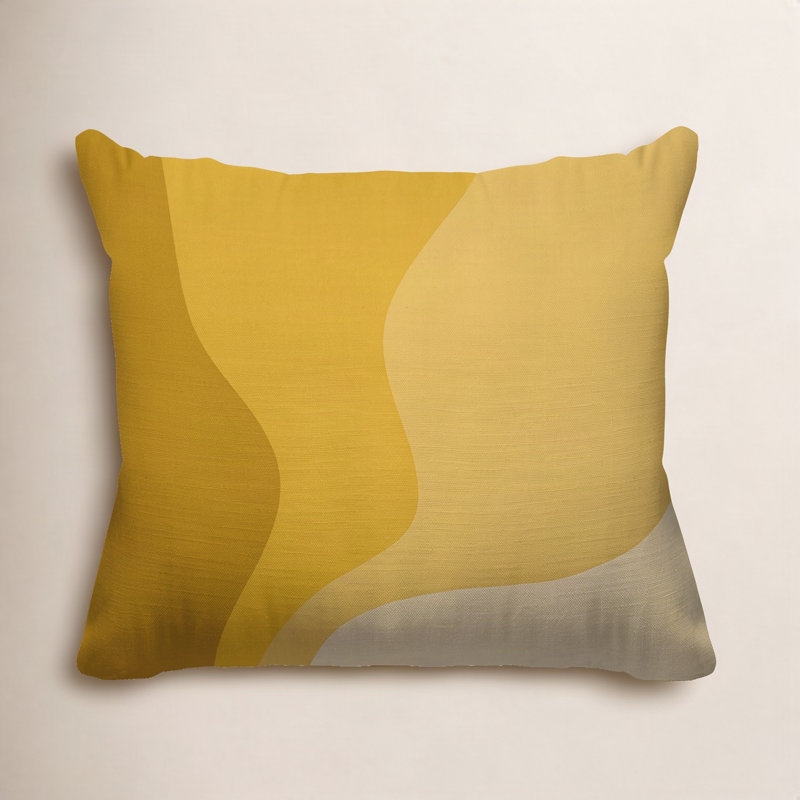Bunko Ombre Outdoor Reversible Throw Pillow, 15" x 15", Mustard, Square