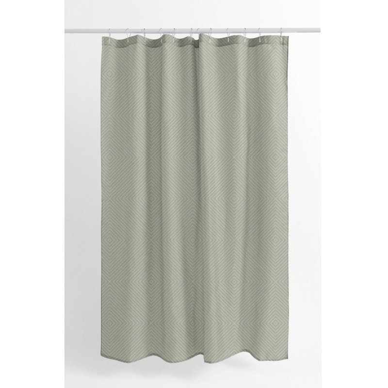 Eye Chev Ultra-Thin Lightweight Shower Curtain, Light Green Chevron / Zig Zag