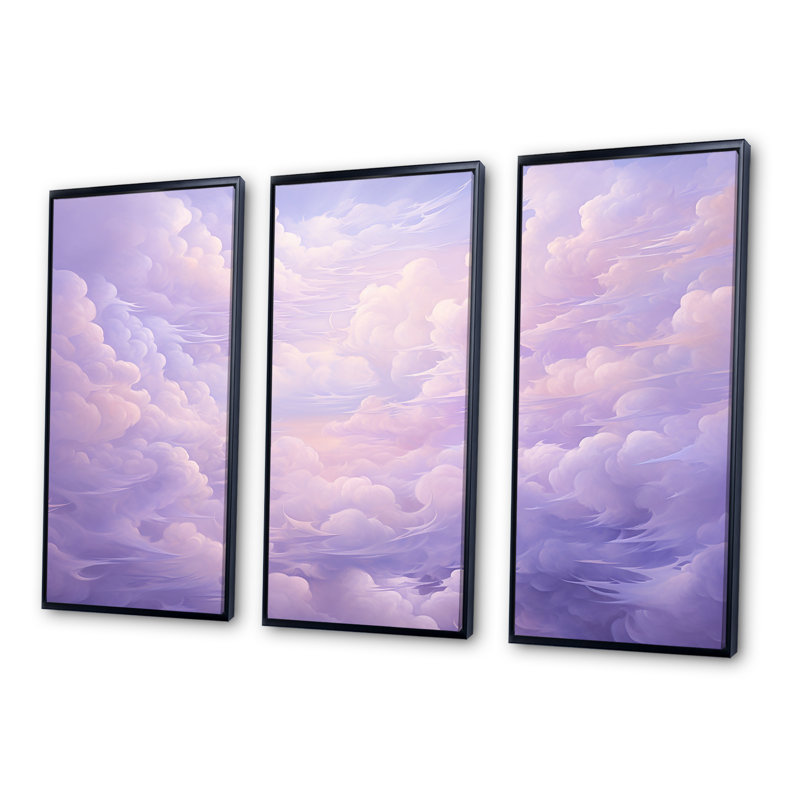 «Purple Pastel Lansdcape - Clouds», ensemble de reproduction d'art mural, Cadre flottant noir, H 32 po x l 48 po x P 1 po