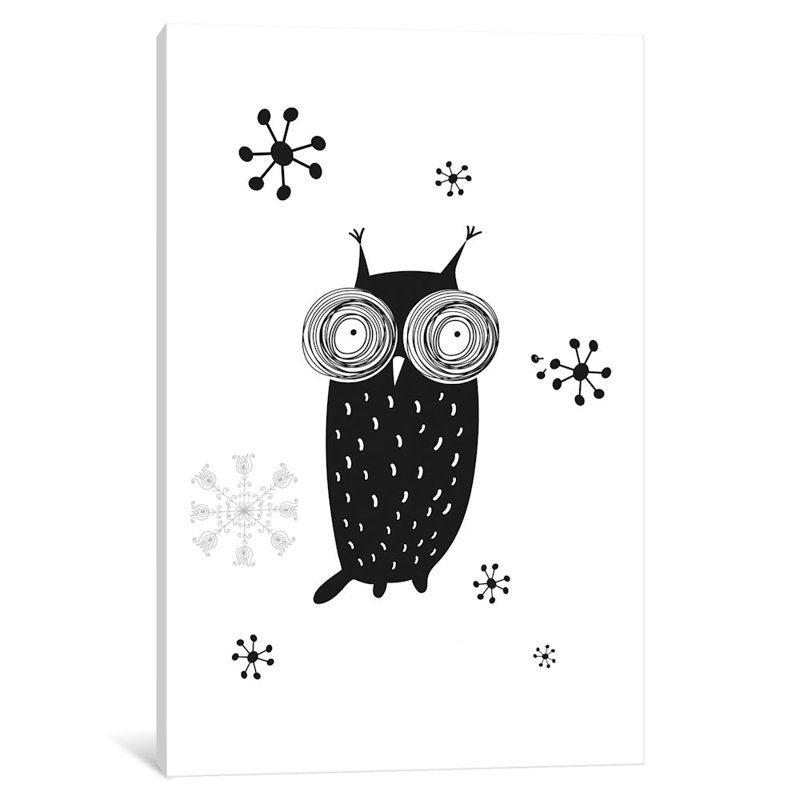 « hibou i », impression sur toile, H 18 po x l 12 po x P 1,5 po, Toile tendue, Pas de tapis