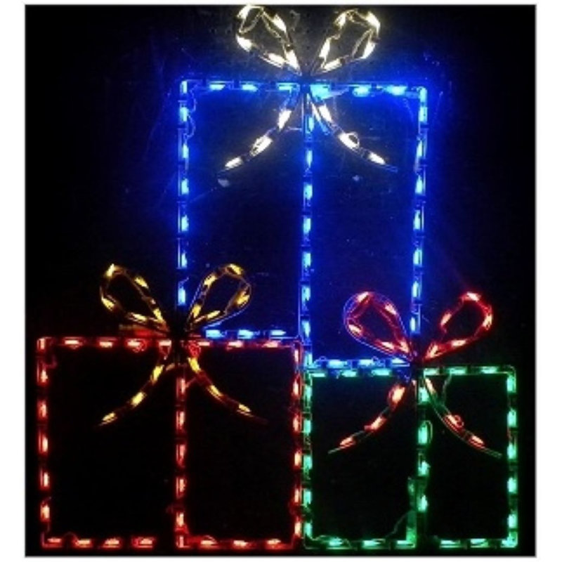 Triple Christmas Package Lighted Display