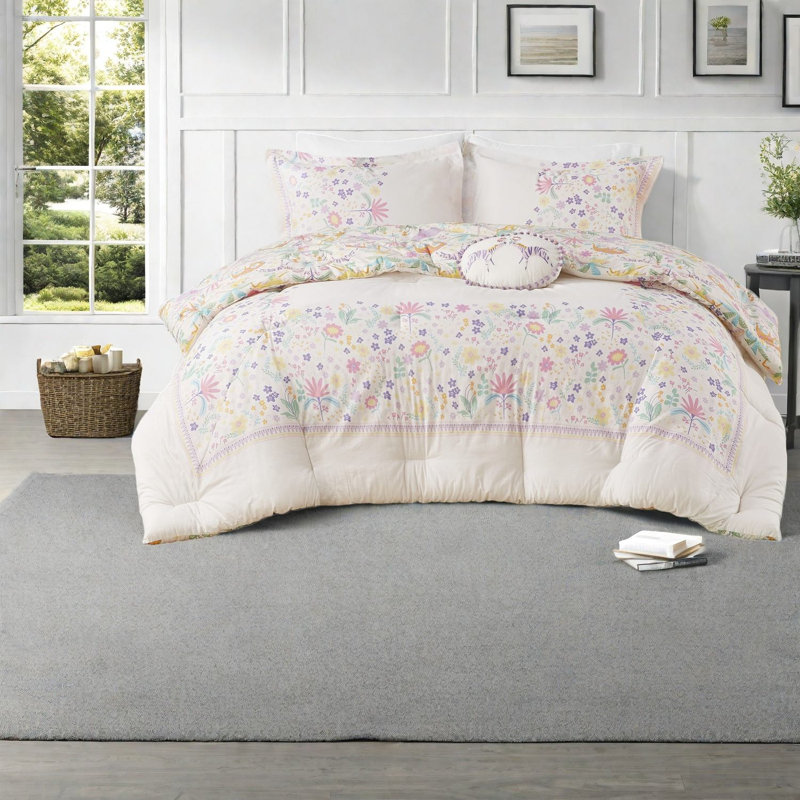 Ensemble de literie réversible en coton, motif floral, double / grand, décoration intérieure