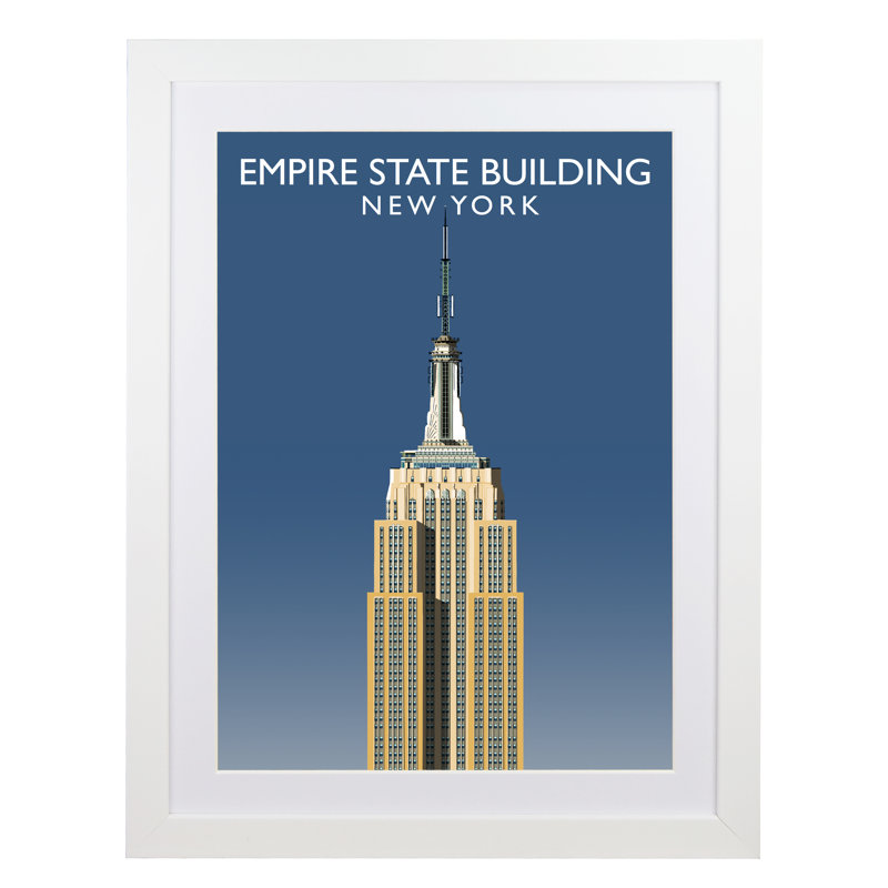 Empire State Building by Richard O'Neil - Print, White Wood Frame, 54 cm H x 44 cm W x 2.2 cm D