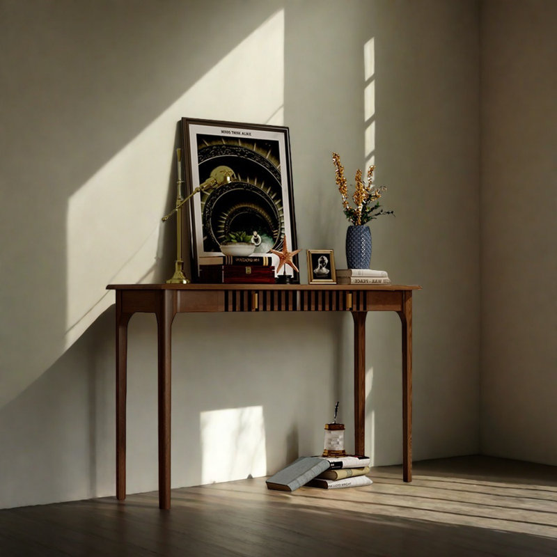Console en bois de pin noyer, H 33,5 po x l 47,2 po x P 13,8 po