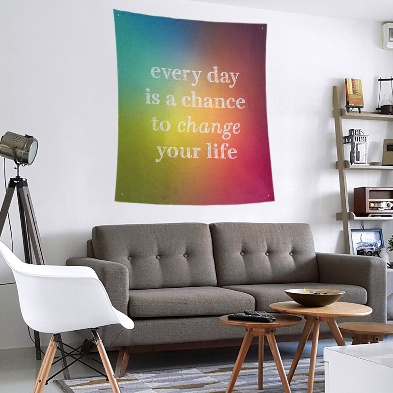 Tapisserie en polyester changer votre citation vie, H 104 po x l 88 po, Arc-en-ciel