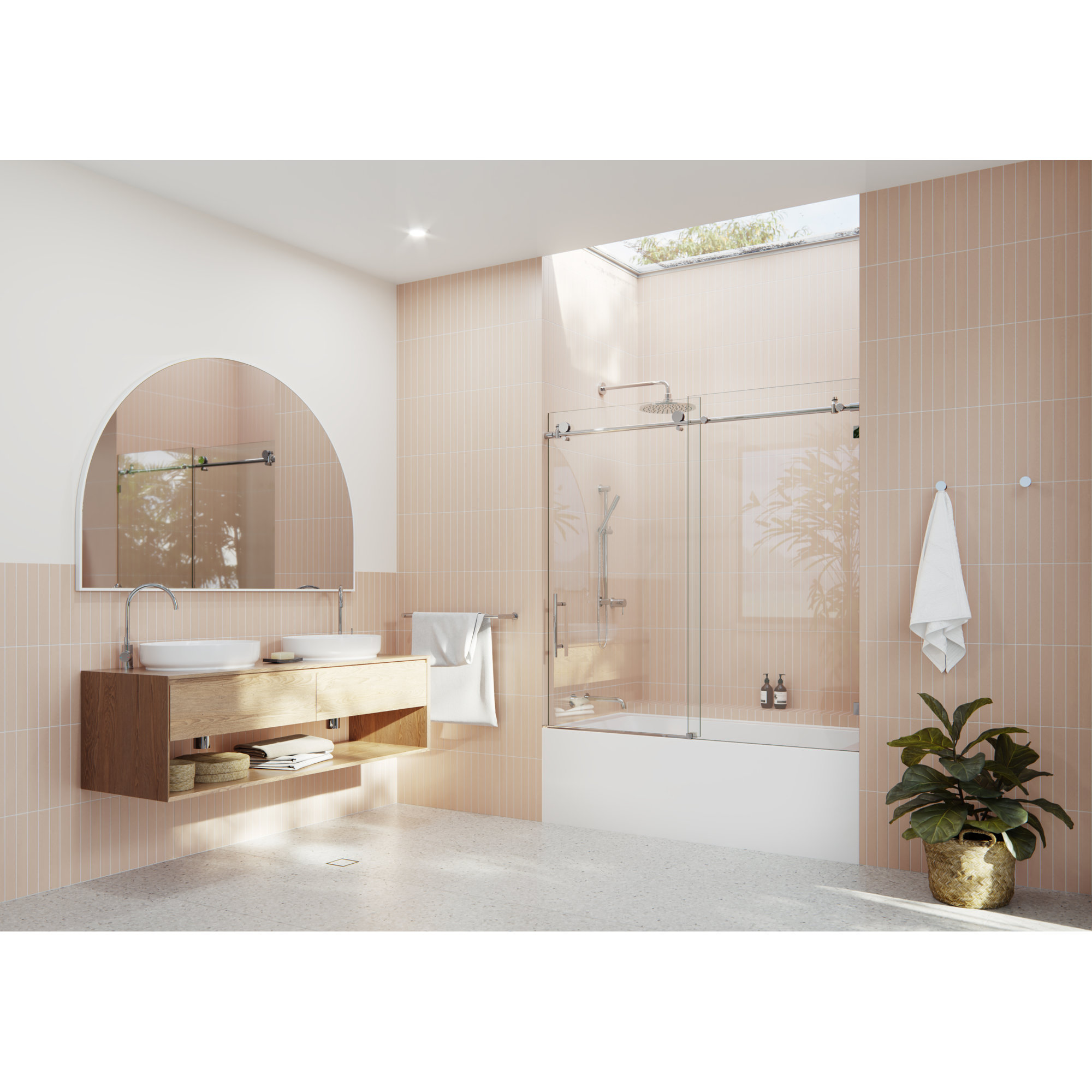 Eclipse 56 - 60 in. x 60 in. Fully Frameless Sliding Bathtub Door, Polished Chrome