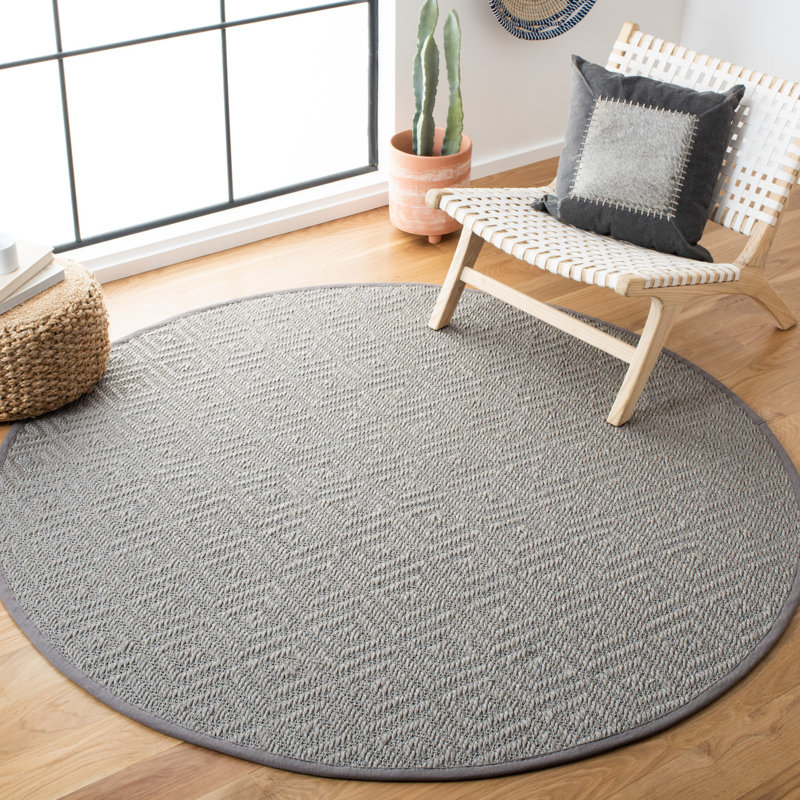 Tapis gris clair en jute / sisal Freitag, Rond 6 pi