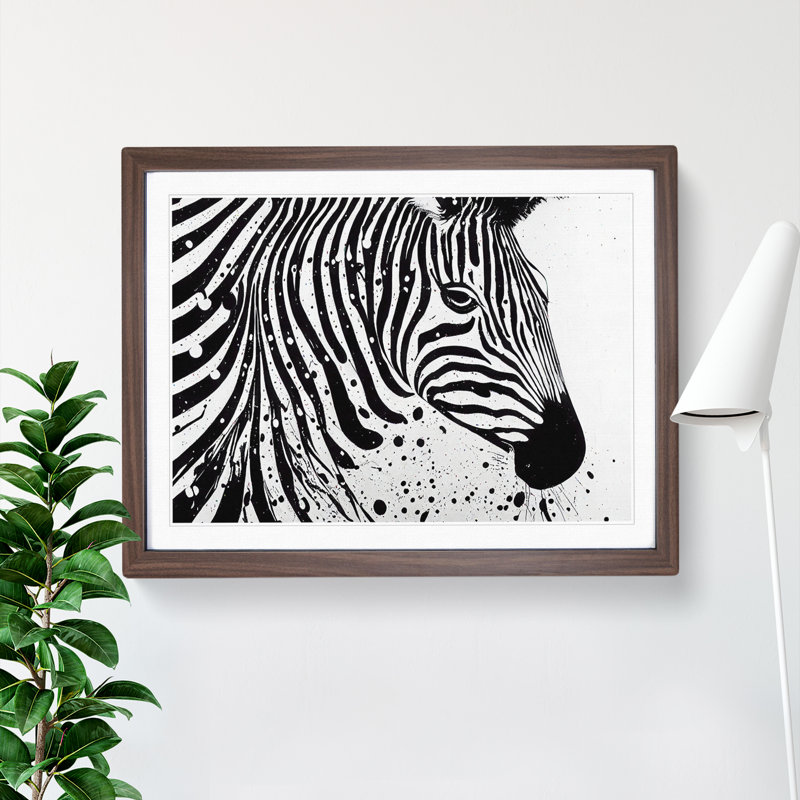 Zebra Splash Abstract - Single Picture Frame Painting, Walnut, 46cm H x 64cm W x 2cm D