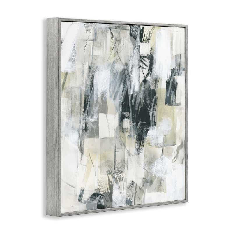 «Gray Layered Restless Shapes», art de la giclée encadrée par June Erica Vess, Estampe numérique Farmhouse, H 14 po x l 11 po