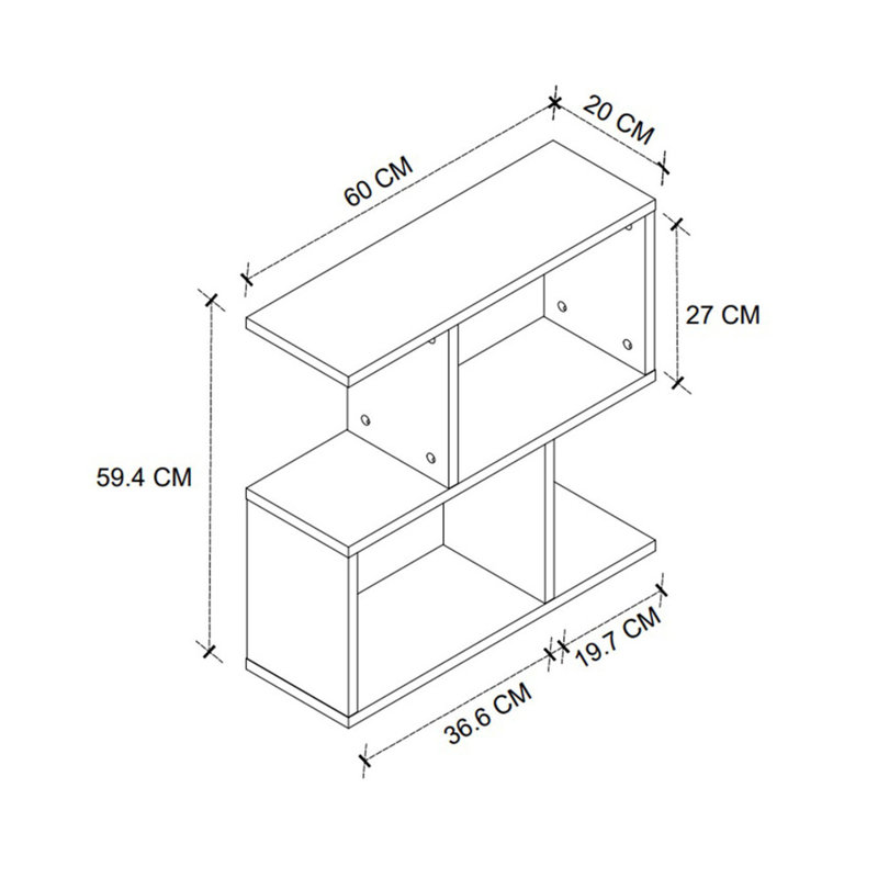Raellen 59.4cm H x 60cm W Metal Bookcase, Whte