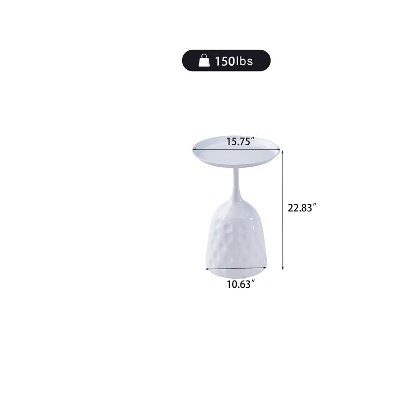 Table de bout d'une hauteur de 22,8 po, Blanc