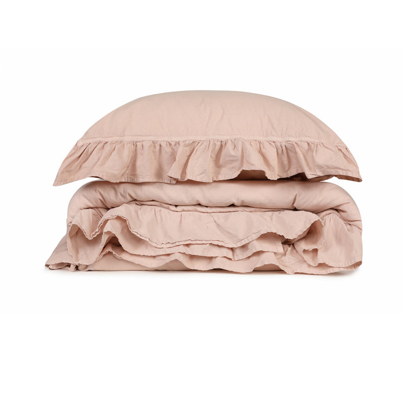 Ensemble de housse de couette 100% coton Landwehr, Housse de couette très grand + 2 très grandes ta, Rose clair