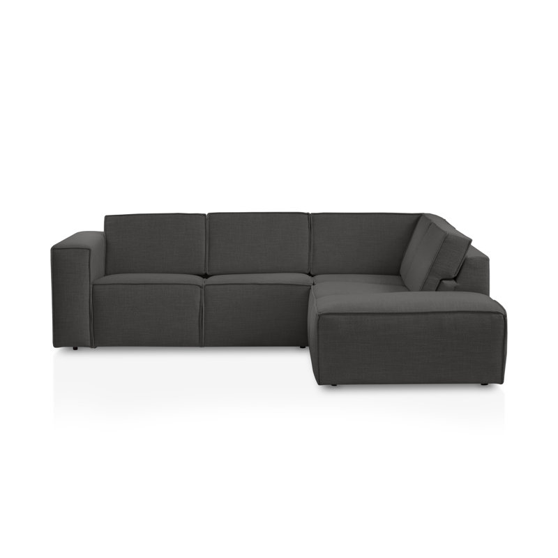 Corner Sofa, Black, Right Hand Facing