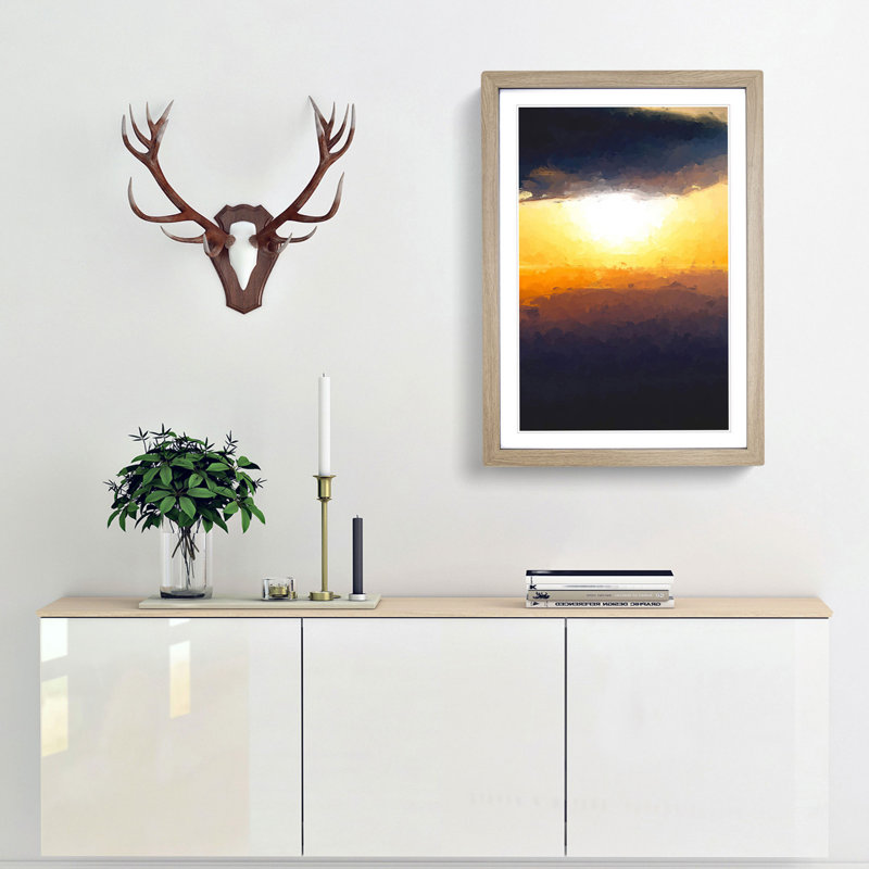 Sunset Through the Clouds in Abstract - Picture Frame Graphic Art Print, Oak Framed, 65cm H x 48cm W x 2cm D