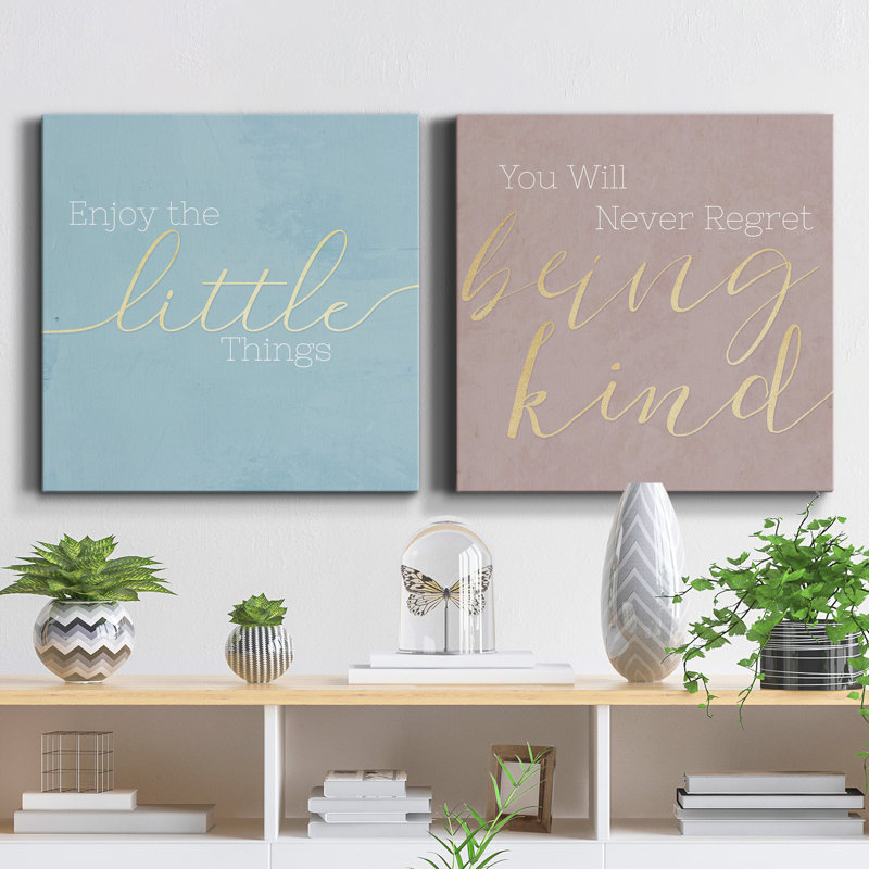 Enjoy the Little Things - 2 pièces d'art textuel sur toile, H 20 po x l 10 po x P 1 po, Toile tendue