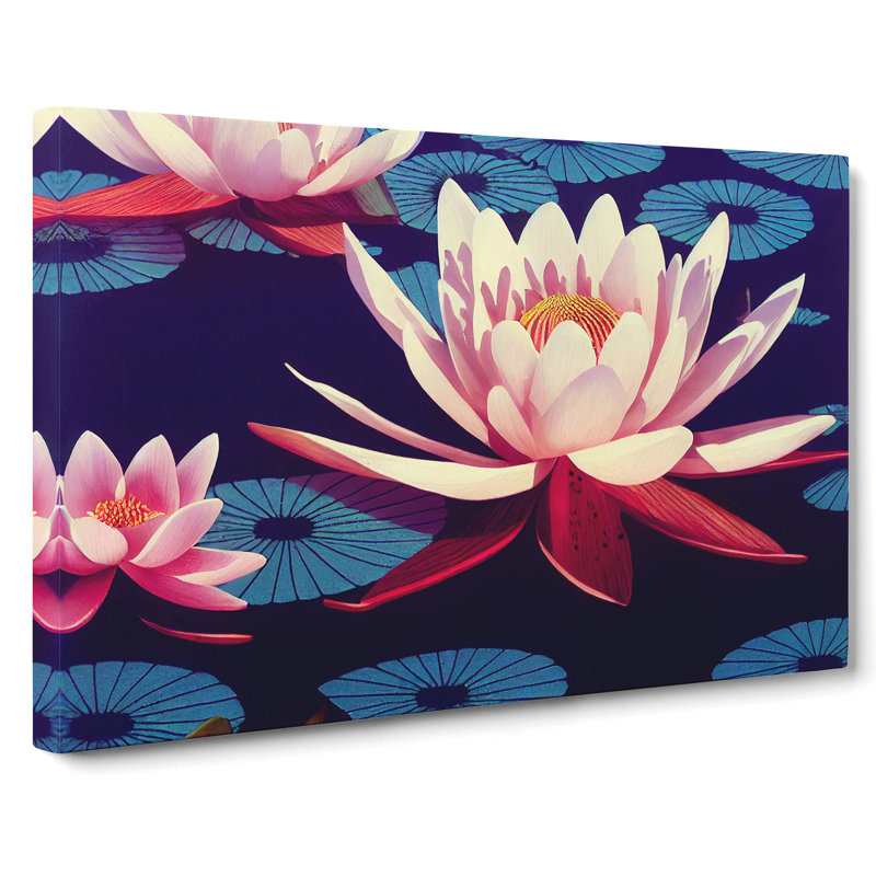 Unreal Water Lily Flowers - Wrapped Canvas, 50cm H x 76cm W x 3cm D