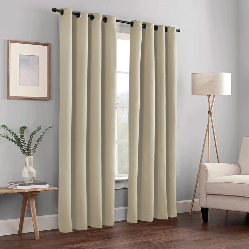 Frasco Blackout Curtain Pair, 228.6cm Width x 137.16cm Drop, Beige